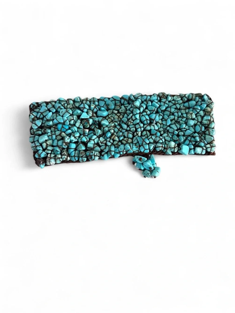 Turquoise stone bracelet with adjustable woven strap